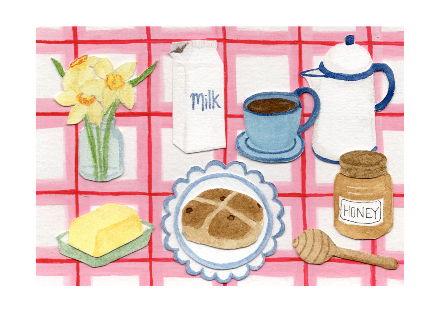 A Hot Cross Breakfast, Greetings Card