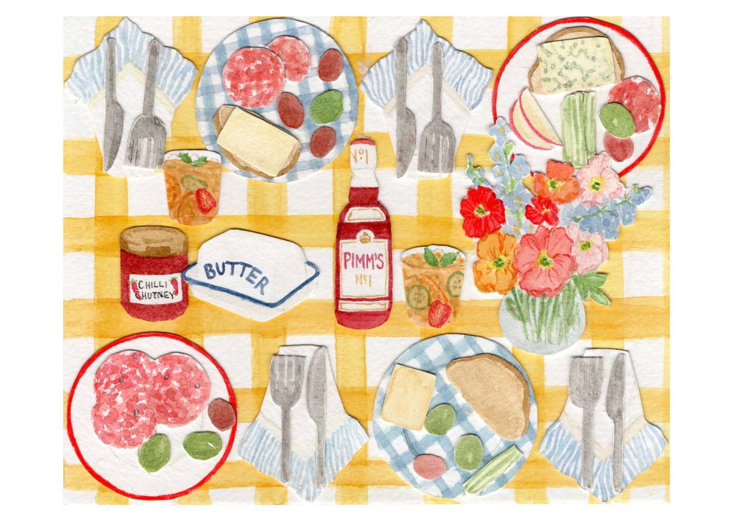 Pimms & Pickings, Greetings Card