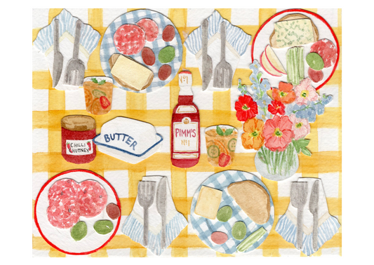 Pimms & Pickings, Greetings Card